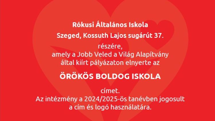 Örökös Boldog Iskola lettünk!