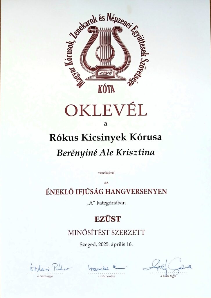 Ezüst minősítést szereztünk az Éneklő Ifjúságon!
